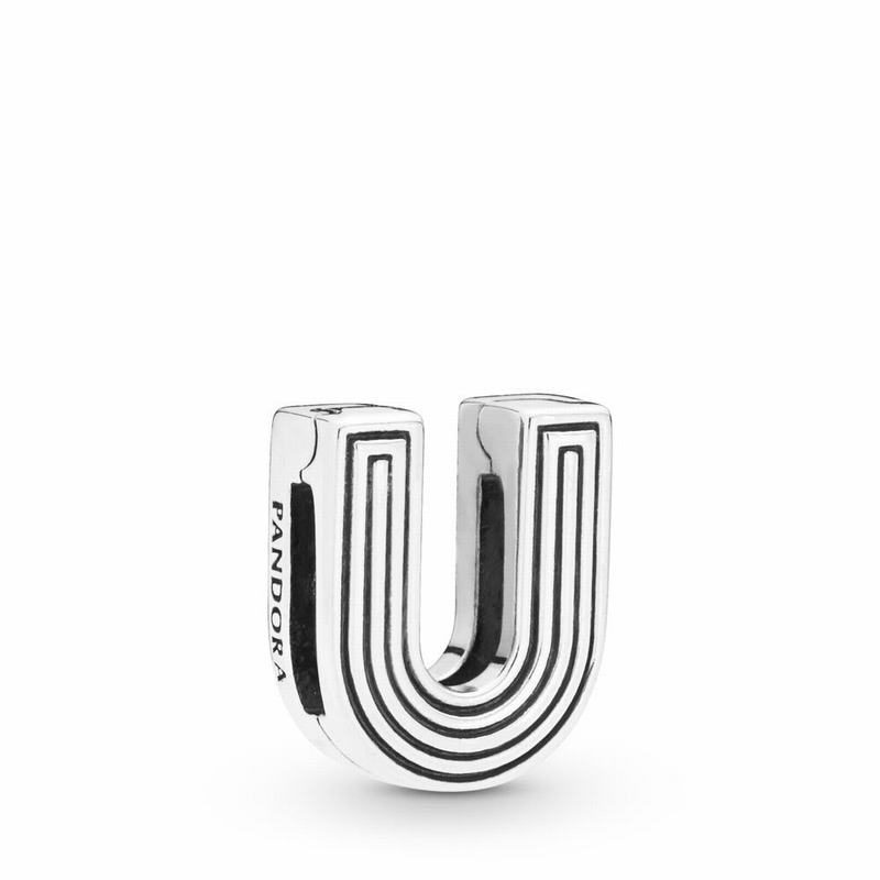 Pandora Reflexions™ Letter U Clip Charm - Sterling Silver/Silicone - Canada | WT8647BM